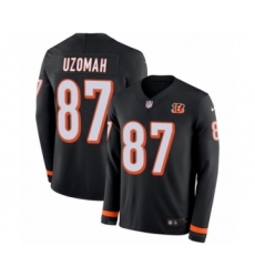Youth Nike Cincinnati Bengals #87 C.J. Uzomah Limited Black Therma Long Sleeve NFL Jersey