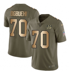 Men's Nike Cincinnati Bengals #70 Cedric Ogbuehi Limited Olive/Gold 2017 Salute to Service NFL Jersey