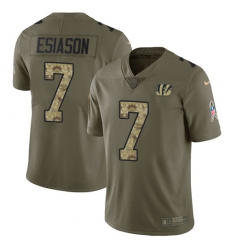 Youth Nike Cincinnati Bengals #7 Boomer Esiason Limited Olive/Camo 2017 Salute to Service NFL Jersey