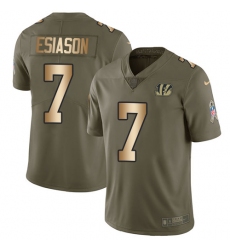 Youth Nike Cincinnati Bengals #7 Boomer Esiason Limited Olive/Gold 2017 Salute to Service NFL Jersey