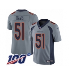 Men's Denver Broncos #51 Todd Davis Limited Silver Inverted Legend 100th Season Football Jersey
