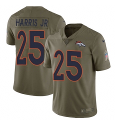 Youth Nike Denver Broncos #25 Chris Harris Jr Limited Olive 2017 Salute to Service NFL Jersey