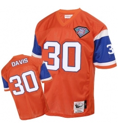Mitchell And Ness Denver Broncos #30 Terrell Davis Orange Authentic Throwback NFL Jersey