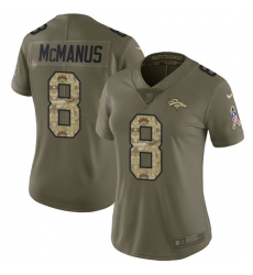 Women's Nike Denver Broncos #8 Brandon McManus Limited Olive/Camo 2017 Salute to Service NFL Jersey