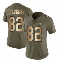 Women's Nike Denver Broncos #82 Jeff Heuerman Limited Olive/Gold 2017 Salute to Service NFL Jersey