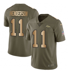 Men's Nike Denver Broncos #11 Carlos Henderson Limited Olive/Gold 2017 Salute to Service NFL Jersey