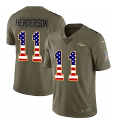 Men's Nike Denver Broncos #11 Carlos Henderson Limited Olive/USA Flag 2017 Salute to Service NFL Jersey
