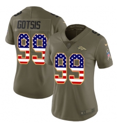 Women's Nike Denver Broncos #99 Adam Gotsis Limited Olive/USA Flag 2017 Salute to Service NFL Jersey