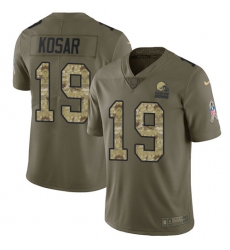 Youth Nike Cleveland Browns #19 Bernie Kosar Limited Olive/Camo 2017 Salute to Service NFL Jersey