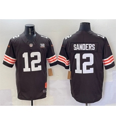 Men's Cleveland Browns #12 Shedeur Sanders Brown 2025 Draft F.U.S.E. With Jim Brown Memorial & Home Vapor Limited Football Stitched Jersey