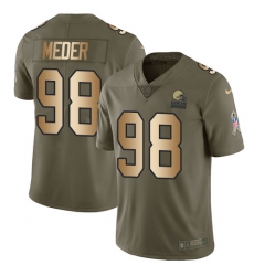 Men's Nike Cleveland Browns #98 Jamie Meder Limited Olive/Gold 2017 Salute to Service NFL Jersey