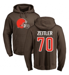 NFL Nike Cleveland Browns #70 Kevin Zeitler Brown Name & Number Logo Pullover Hoodie
