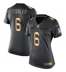 Women's Nike Cleveland Browns #6 Cody Kessler Limited Black/Gold Salute to Service NFL Jersey