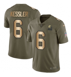 Youth Nike Cleveland Browns #6 Cody Kessler Limited Olive/Gold 2017 Salute to Service NFL Jersey