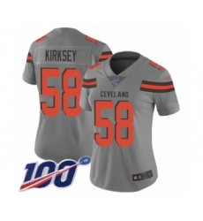 Women's Cleveland Browns #58 Christian Kirksey Limited Gray Inverted Legend 100th Season Football Jersey
