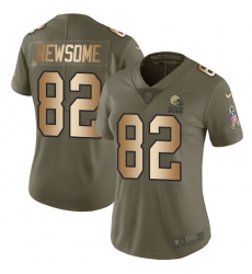 Women's Nike Cleveland Browns #82 Ozzie Newsome Limited Olive/Gold 2017 Salute to Service NFL Jersey