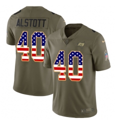 Men's Nike Tampa Bay Buccaneers #40 Mike Alstott Limited Olive/USA Flag 2017 Salute to Service NFL Jersey