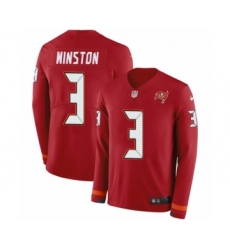 Youth Nike Tampa Bay Buccaneers #3 Jameis Winston Limited Red Therma Long Sleeve NFL Jersey