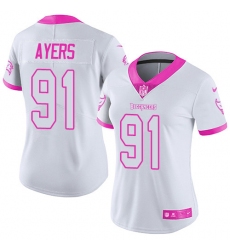 Women's Nike Tampa Bay Buccaneers #91 Robert Ayers Limited White/Pink Rush Fashion NFL Jersey