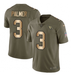 Men's Nike Arizona Cardinals #3 Carson Palmer Limited Olive/Gold 2017 Salute to Service NFL Jersey