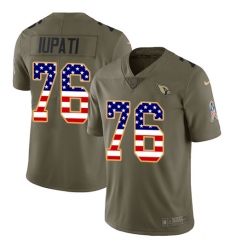 Youth Nike Arizona Cardinals #76 Mike Iupati Limited Olive/USA Flag 2017 Salute to Service NFL Jersey