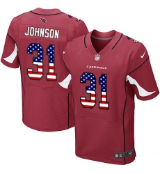 Men's Nike Arizona Cardinals #31 David Johnson Elite Red Home USA Flag Fashion NFL Jersey