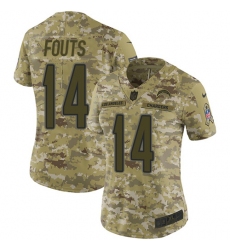 Women's Nike Los Angeles Chargers #14 Dan Fouts Limited Camo 2018 Salute to Service NFL Jersey