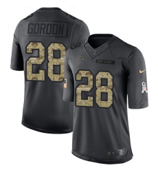 Men's Nike Los Angeles Chargers #28 Melvin Gordon Limited Black 2016 Salute to Service NFL Jersey
