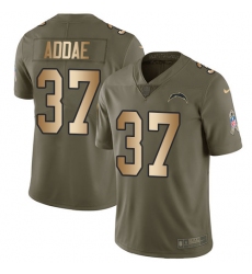 Men's Nike Los Angeles Chargers #37 Jahleel Addae Limited Olive/Gold 2017 Salute to Service NFL Jersey