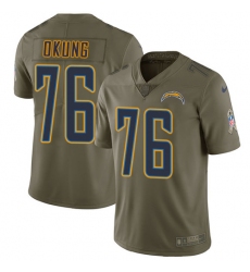 Youth Nike Los Angeles Chargers #76 Russell Okung Limited Olive 2017 Salute to Service NFL Jersey