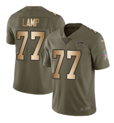 Men's Nike Los Angeles Chargers #77 Forrest Lamp Limited Olive/Gold 2017 Salute to Service NFL Jersey