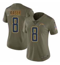 Women's Nike Los Angeles Chargers #8 Drew Kaser Limited Olive 2017 Salute to Service NFL Jersey
