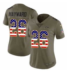 Women's Nike Los Angeles Chargers #26 Casey Hayward Limited Olive/USA Flag 2017 Salute to Service NFL Jersey