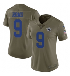 Women's Nike Dallas Cowboys #9 Tony Romo Limited Olive 2017 Salute to Service NFL Jersey