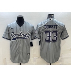 Men's Dallas Cowboys #33 Tony Dorsett Grey With Patch Cool Base Stitched Baseball Jersey