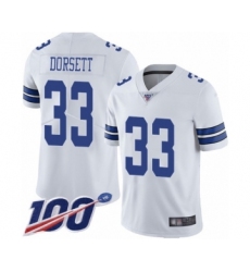 Men's Dallas Cowboys #33 Tony Dorsett White Vapor Untouchable Limited Player 100th Season Football Jersey