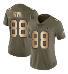 Women's Nike Dallas Cowboys #88 Michael Irvin Limited Olive/Gold 2017 Salute to Service NFL Jersey