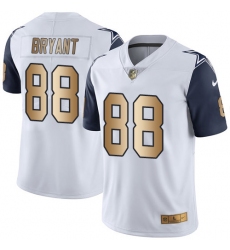Men's Nike Dallas Cowboys #88 Dez Bryant Limited White/Gold Rush NFL Jersey