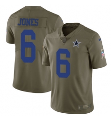 Youth Nike Dallas Cowboys #6 Chris Jones Limited Olive 2017 Salute to Service NFL Jersey