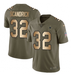 Youth Nike Dallas Cowboys #32 Orlando Scandrick Limited Olive/Gold 2017 Salute to Service NFL Jersey