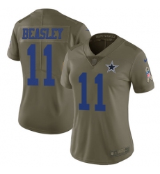Women's Nike Dallas Cowboys #11 Cole Beasley Limited Olive 2017 Salute to Service NFL Jersey