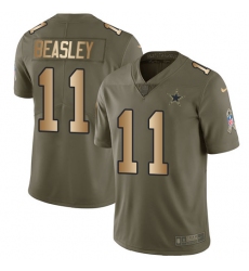 Youth Nike Dallas Cowboys #11 Cole Beasley Limited Olive/Gold 2017 Salute to Service NFL Jersey