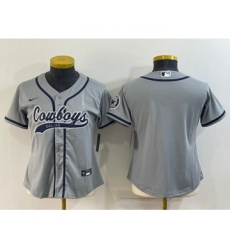 Youth Dallas Cowboys Blank Gray With Patch Cool Base Stitched Baseball Jersey