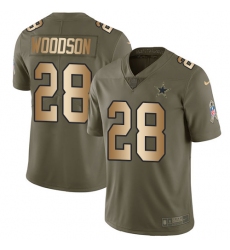Youth Nike Dallas Cowboys #28 Darren Woodson Limited Olive/Gold 2017 Salute to Service NFL Jersey