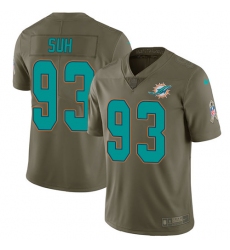 Youth Nike Miami Dolphins #93 Ndamukong Suh Limited Olive 2017 Salute to Service NFL Jersey