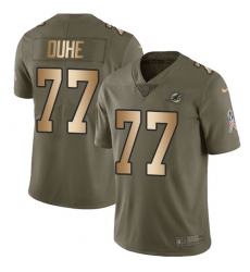 Men's Nike Miami Dolphins #77 Adam Joseph Duhe Limited Olive/Gold 2017 Salute to Service NFL Jersey