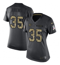 Women's Nike Miami Dolphins #35 Walt Aikens Limited Black 2016 Salute to Service NFL Jersey