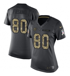 Women's Nike Miami Dolphins #80 Anthony Fasano Limited Black 2016 Salute to Service NFL Jersey