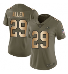 Women's Nike Miami Dolphins #29 Nate Allen Limited Olive/Gold 2017 Salute to Service NFL Jersey