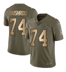 Men's Nike Miami Dolphins #74 Jermon Bushrod Limited Olive/Gold 2017 Salute to Service NFL Jersey